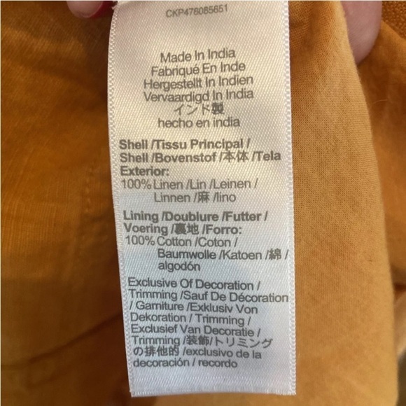 Madewell 100% Linen Maisie Puff Sleeve Mini Dress Ochre Fresco Size 10 - Picture 7 of 8